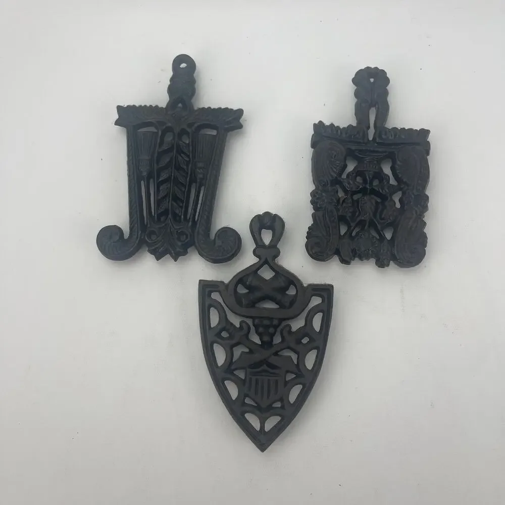 Cast Iron 3 Small Trivets - 2 Wilton and Brown Stone (Cleveland Tenn)
